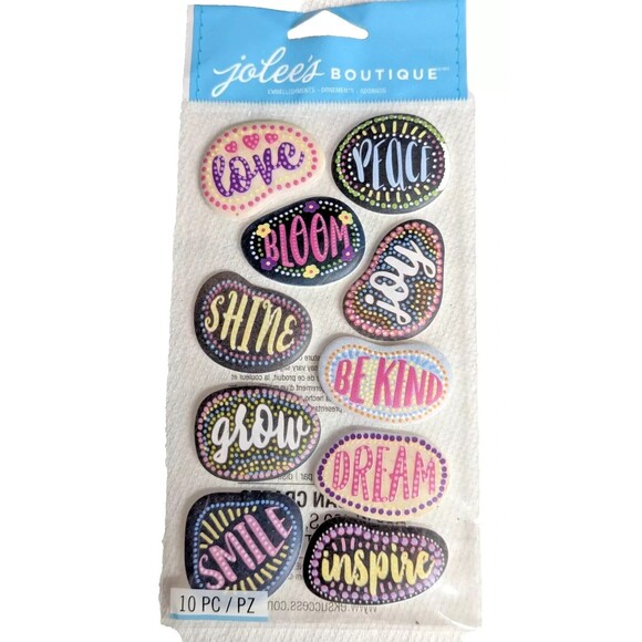 Jolee's Boutique Positive Rocks Scrapbooking Stickers Acrylic Embellishments NEW - Picture 1 of 6